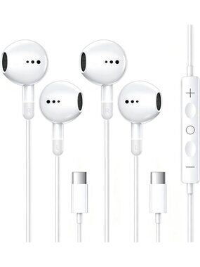 2 Pack USB C Headphones with Mic & Remote for iPhone 15-18 Pro, High-Quality